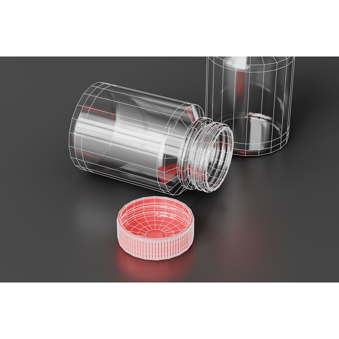 Medicine Bottle 3D Model – Low Poly Medical Asset, FBX, OBJ - View 9