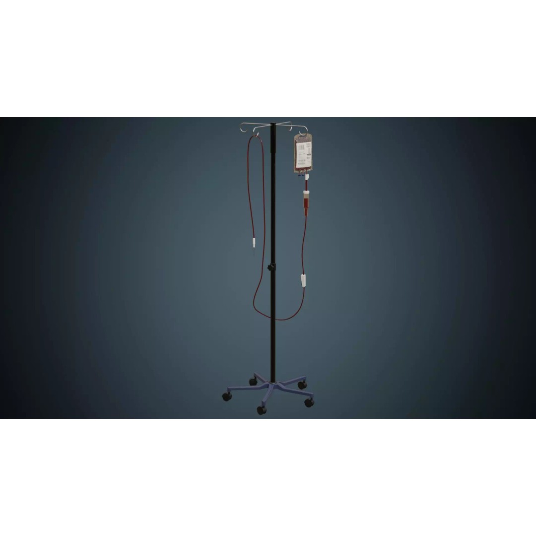 IV Stand 3D Model – Low Poly Medical Equipment, FBX, OBJ - View 2