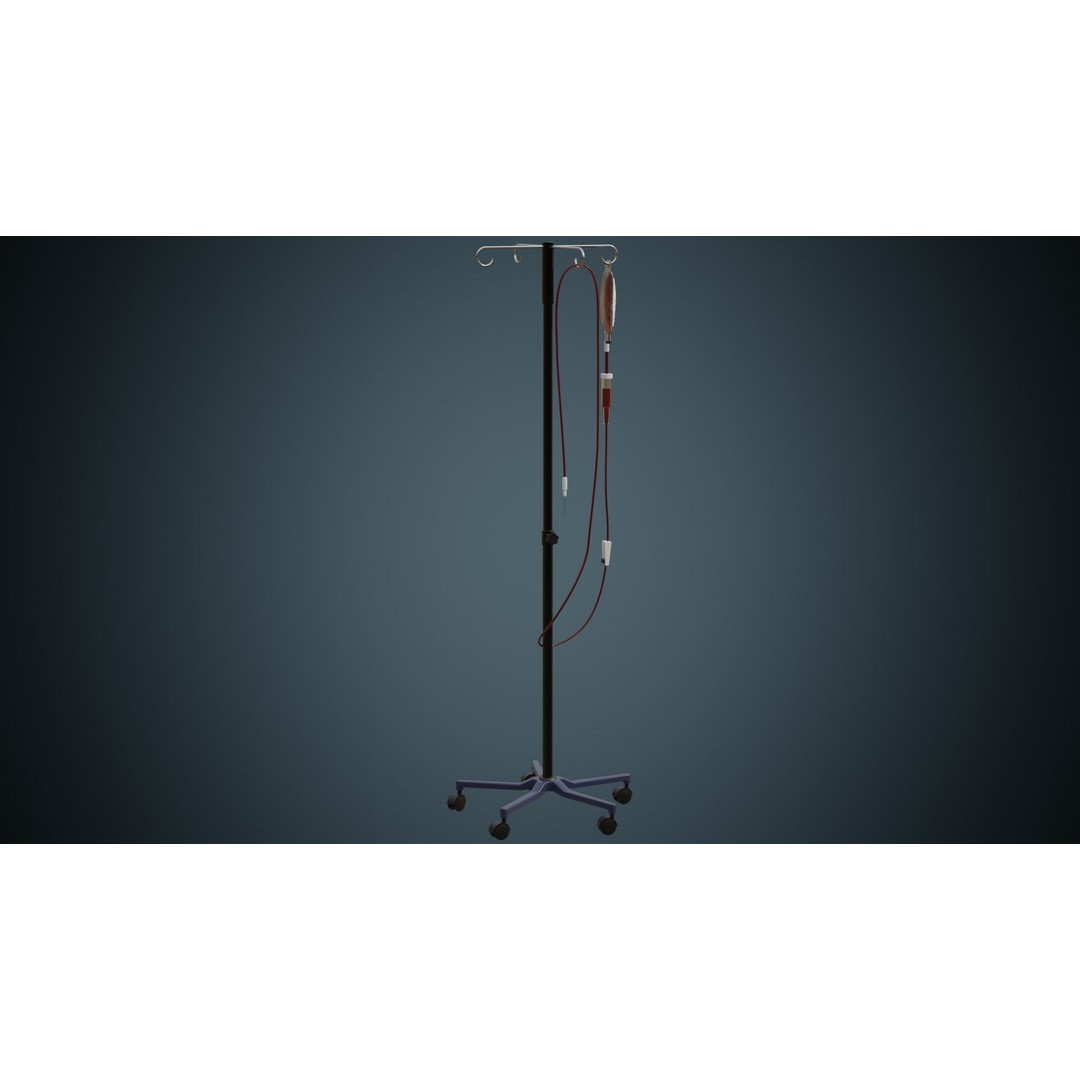 IV Stand 3D Model – Low Poly Medical Equipment, FBX, OBJ - View 3