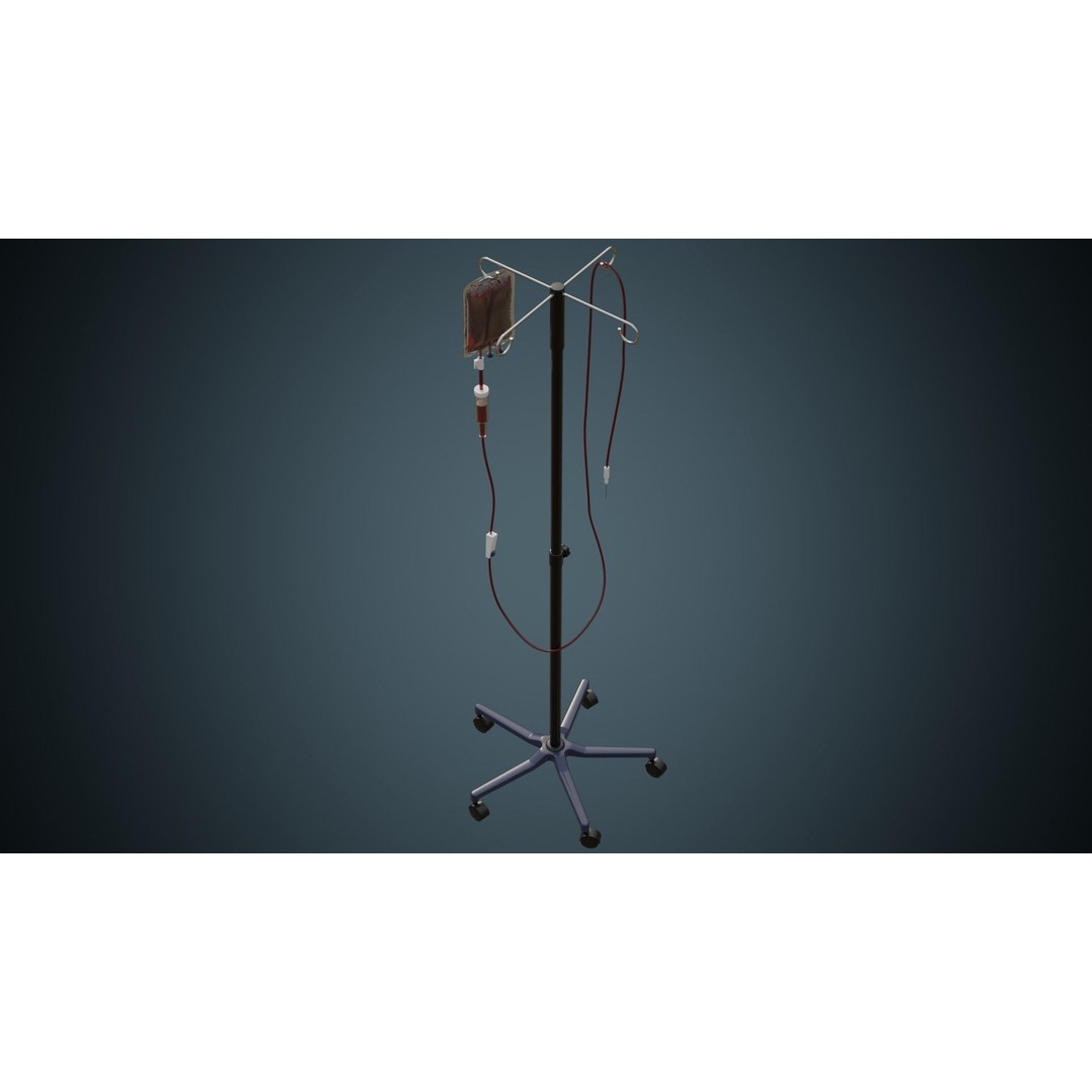 IV Stand 3D Model – Low Poly Medical Equipment, FBX, OBJ - View 4