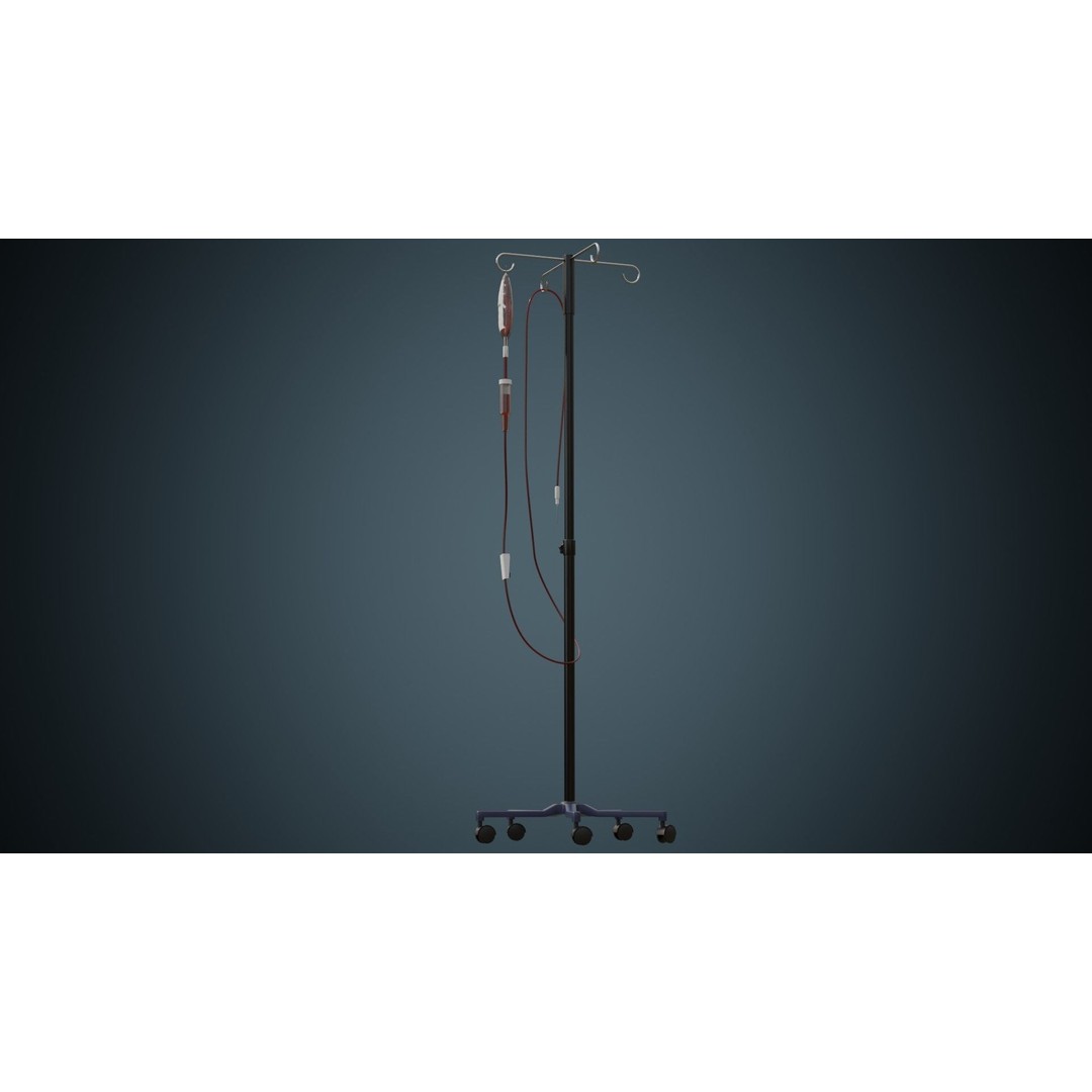 IV Stand 3D Model – Low Poly Medical Equipment, FBX, OBJ - View 5
