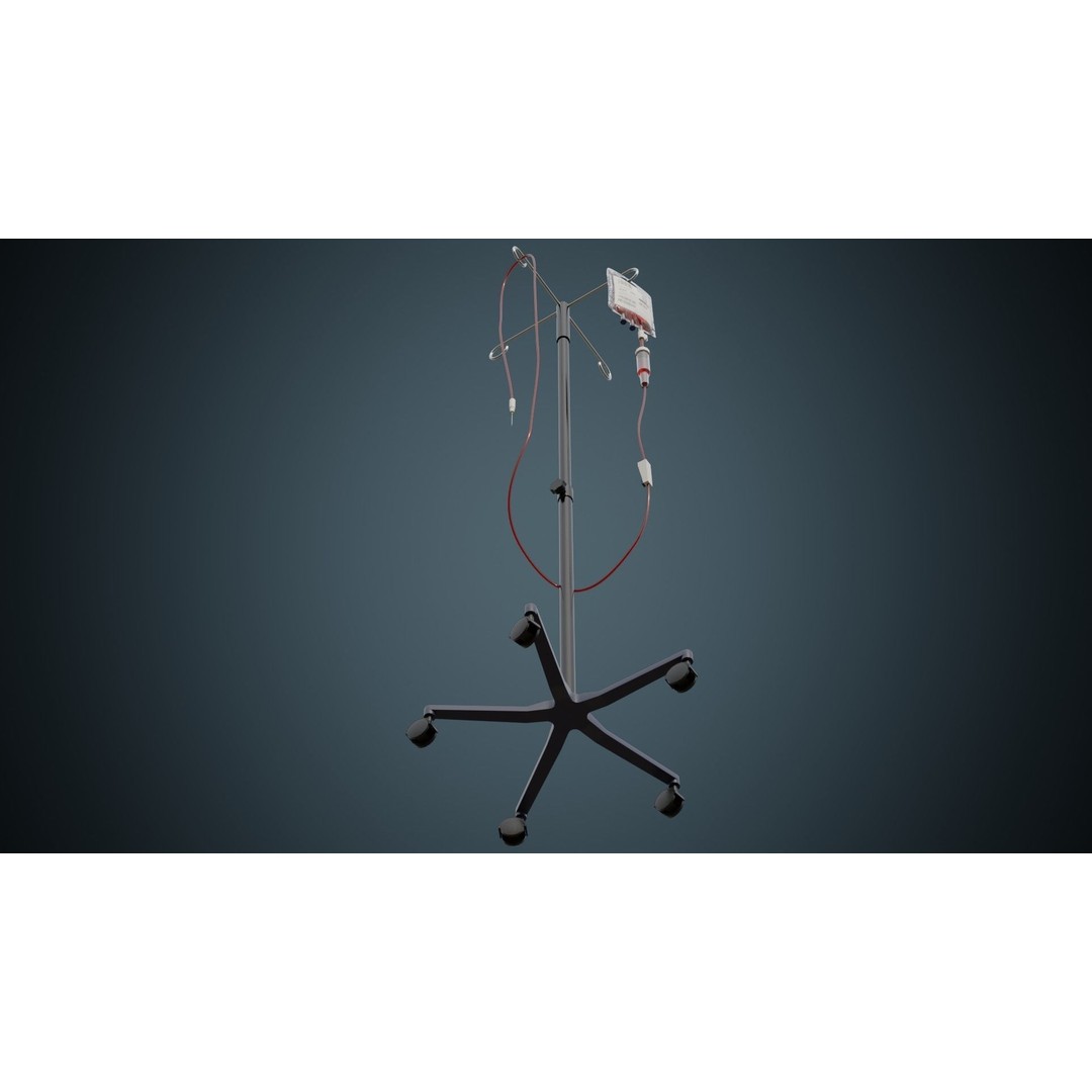 IV Stand 3D Model – Low Poly Medical Equipment, FBX, OBJ - View 6