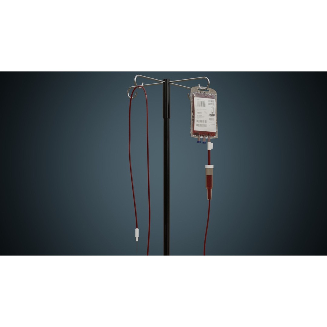 IV Stand 3D Model – Low Poly Medical Equipment, FBX, OBJ - View 7