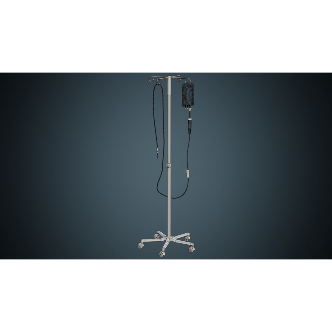 IV Stand 3D Model – Low Poly Medical Equipment, FBX, OBJ - View 9