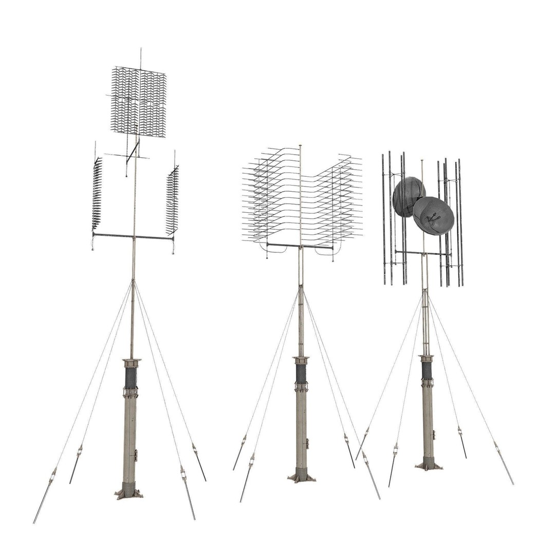 Army Antenna 3D Model – Low Poly PBR Game Asset, FBX, OBJ - View 3
