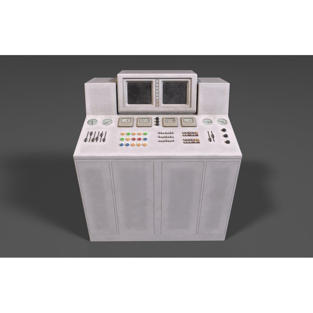 Stylized Retro Control Console 3D Model – Low Poly Game Asset, FBX, OBJ - View 10