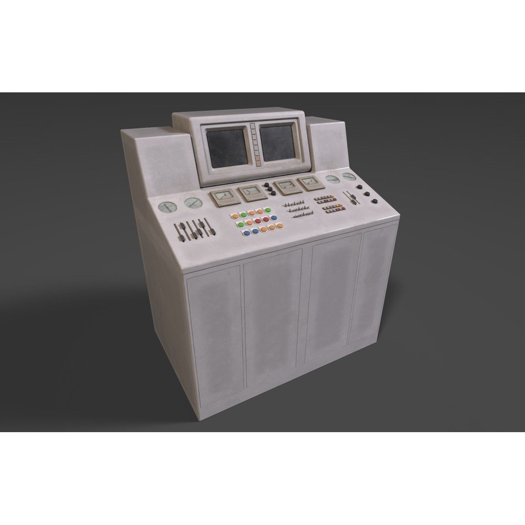 Stylized Retro Control Console 3D Model – Low Poly Game Asset, FBX, OBJ - View 11