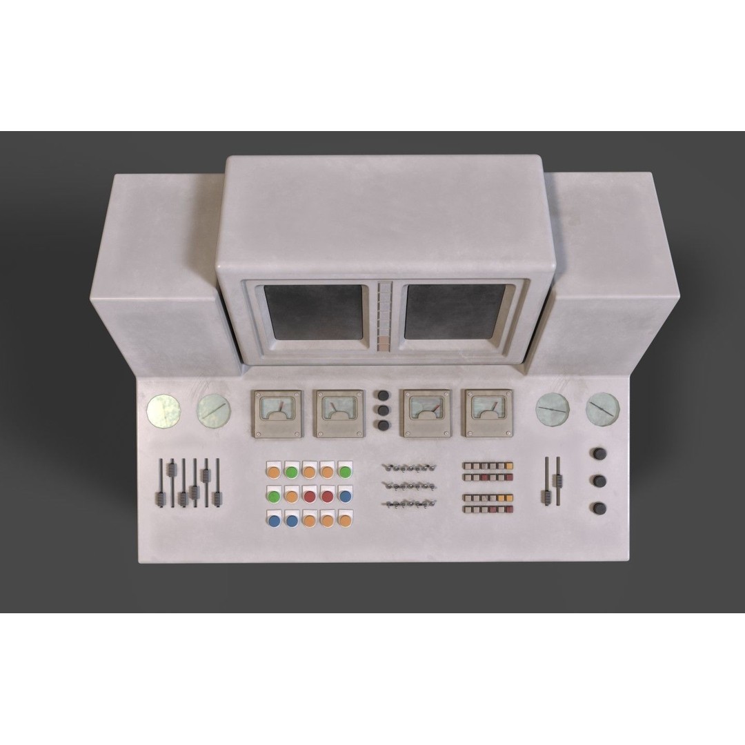 Stylized Retro Control Console 3D Model – Low Poly Game Asset, FBX, OBJ - View 12