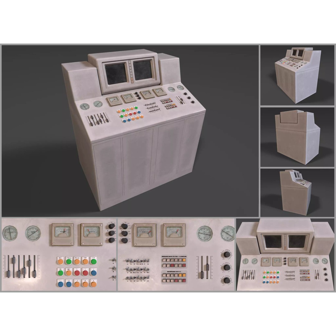 Stylized Retro Control Console 3D Model – Low Poly Game Asset, FBX, OBJ - View 2