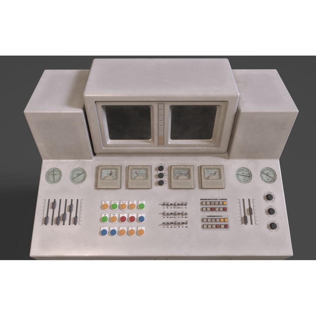 Stylized Retro Control Console 3D Model – Low Poly Game Asset, FBX, OBJ - View 3