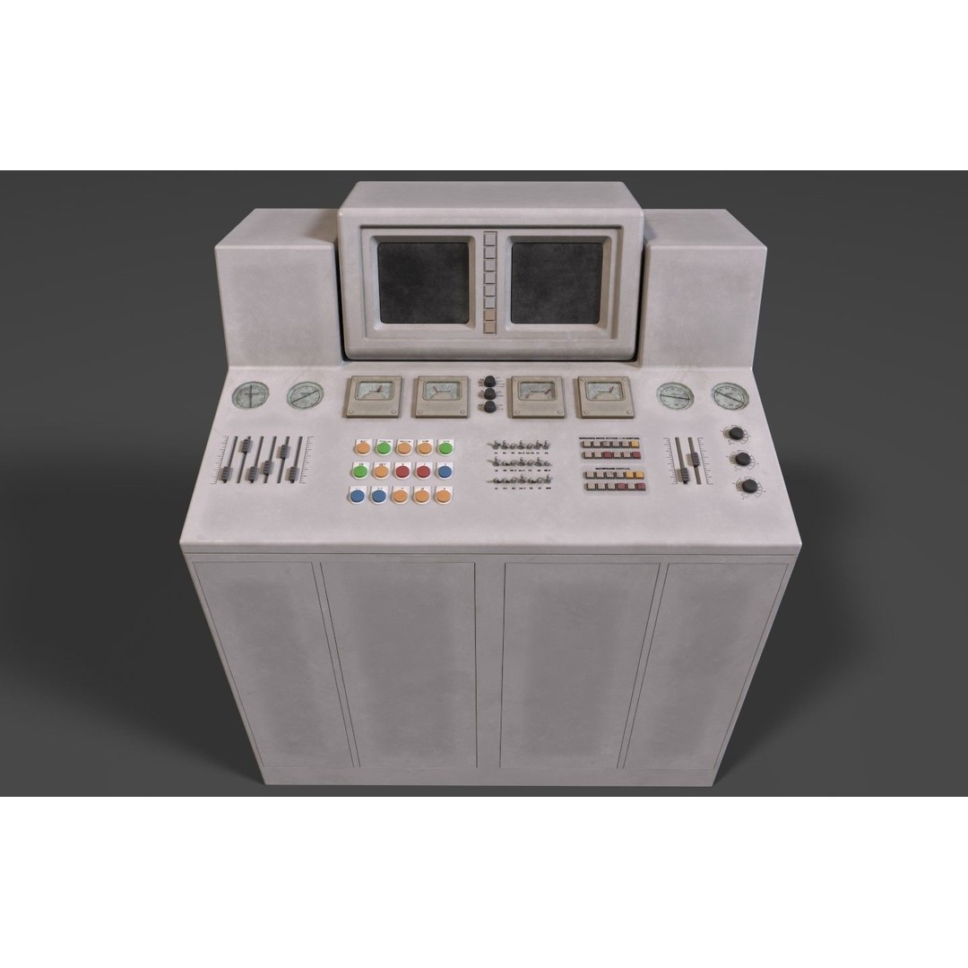 Stylized Retro Control Console 3D Model – Low Poly Game Asset, FBX, OBJ - View 4