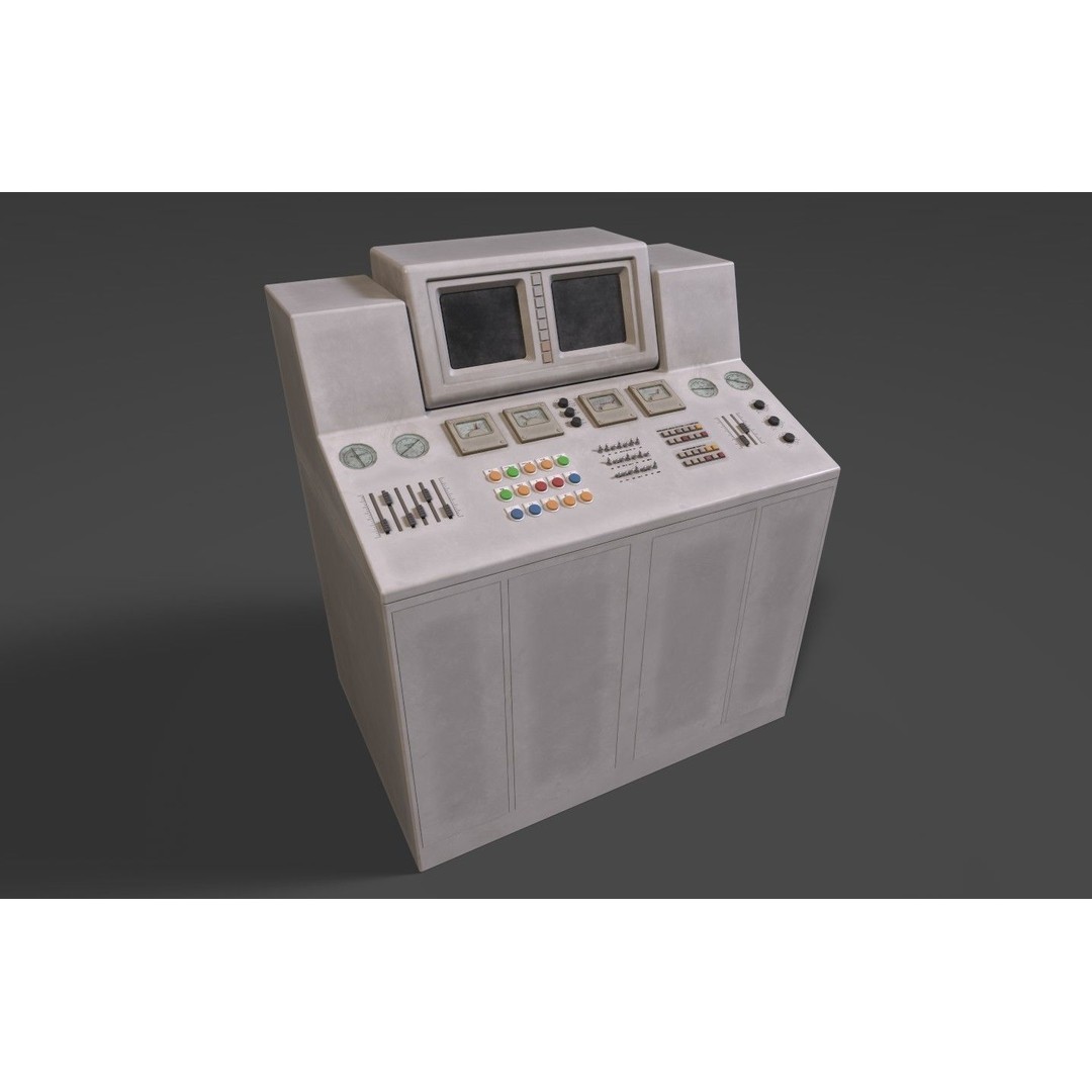 Stylized Retro Control Console 3D Model – Low Poly Game Asset, FBX, OBJ - View 5