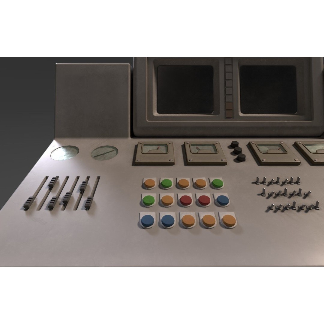 Stylized Retro Control Console 3D Model – Low Poly Game Asset, FBX, OBJ - View 8