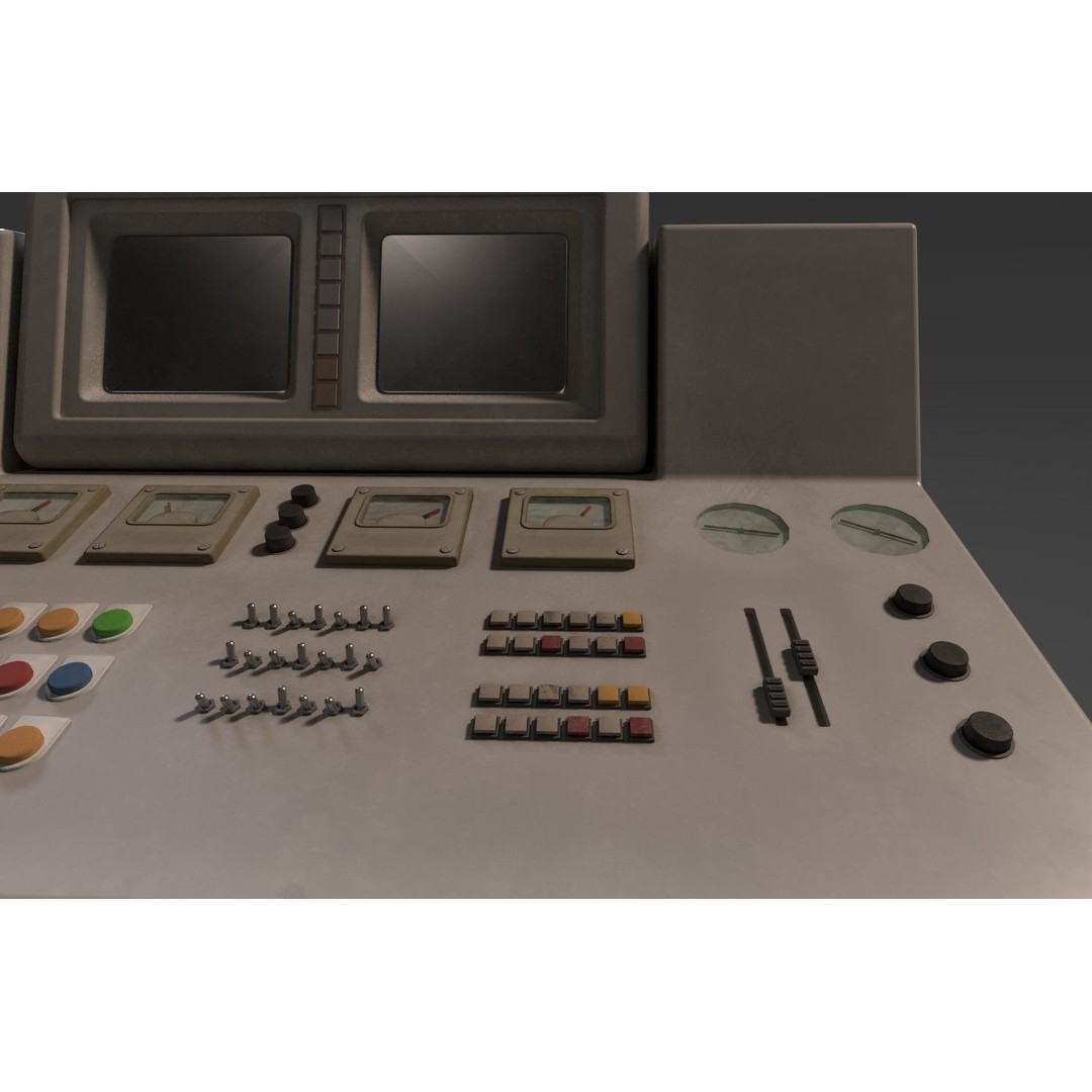 Stylized Retro Control Console 3D Model – Low Poly Game Asset, FBX, OBJ - View 9