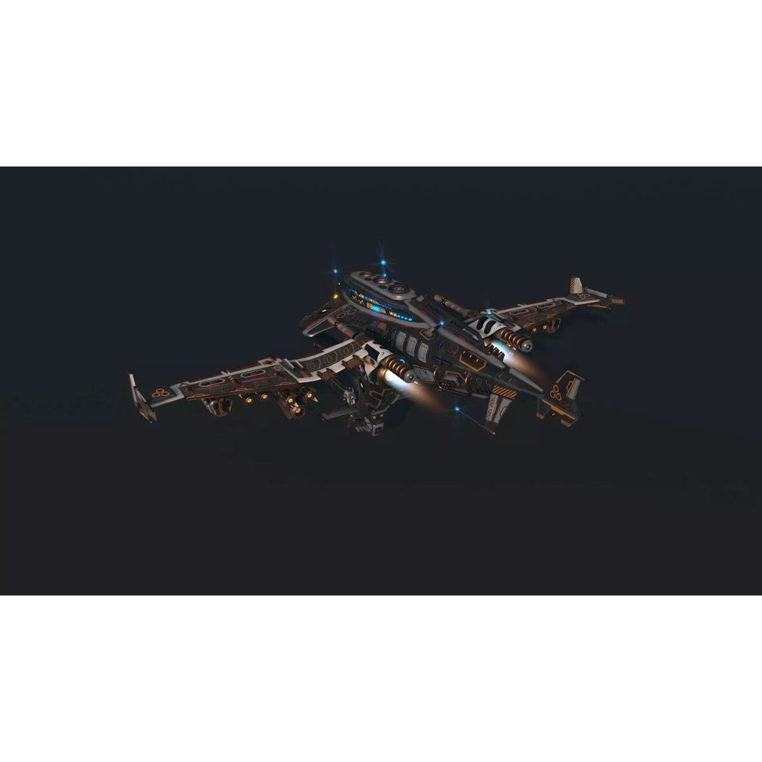 Spaceship 06 3D Model – Low Poly Game Asset, FBX, PBR Textures - View 10