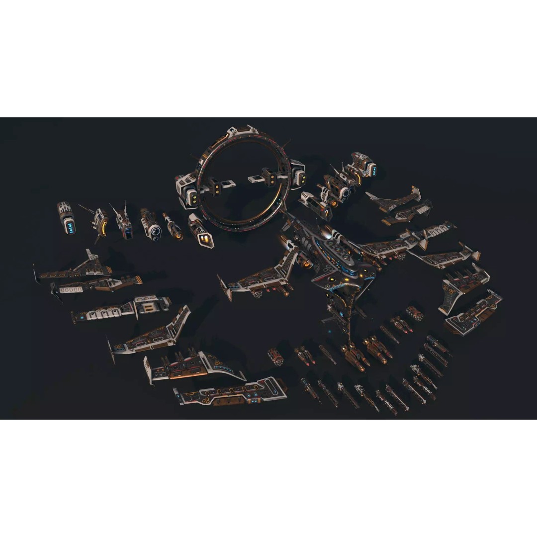 Spaceship 06 3D Model – Low Poly Game Asset, FBX, PBR Textures - View 2