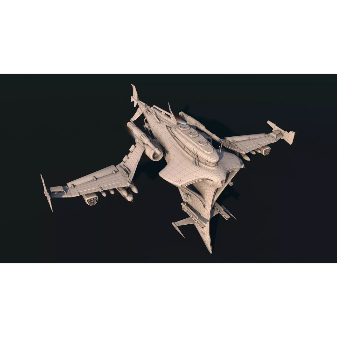 Spaceship 06 3D Model – Low Poly Game Asset, FBX, PBR Textures - View 6