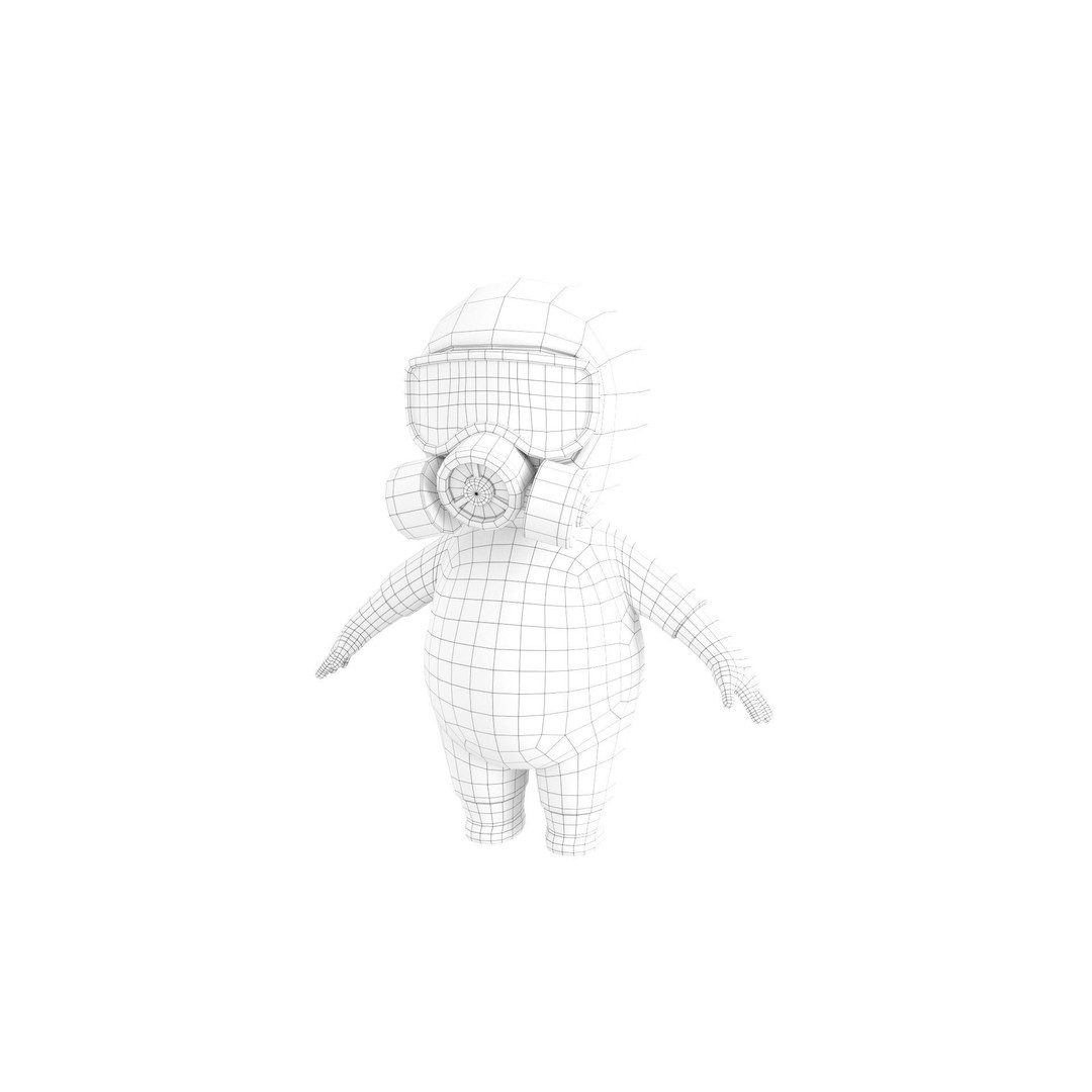 Hazmat Character 3D Model – Cartoon Style Game Asset, FBX, OBJ
