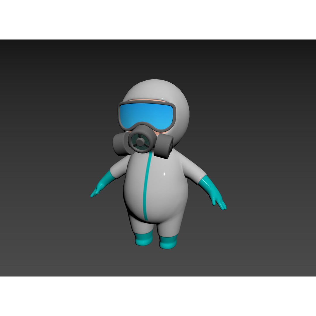 Hazmat Character 3D Model – Cartoon Style Game Asset, FBX, OBJ - View 12