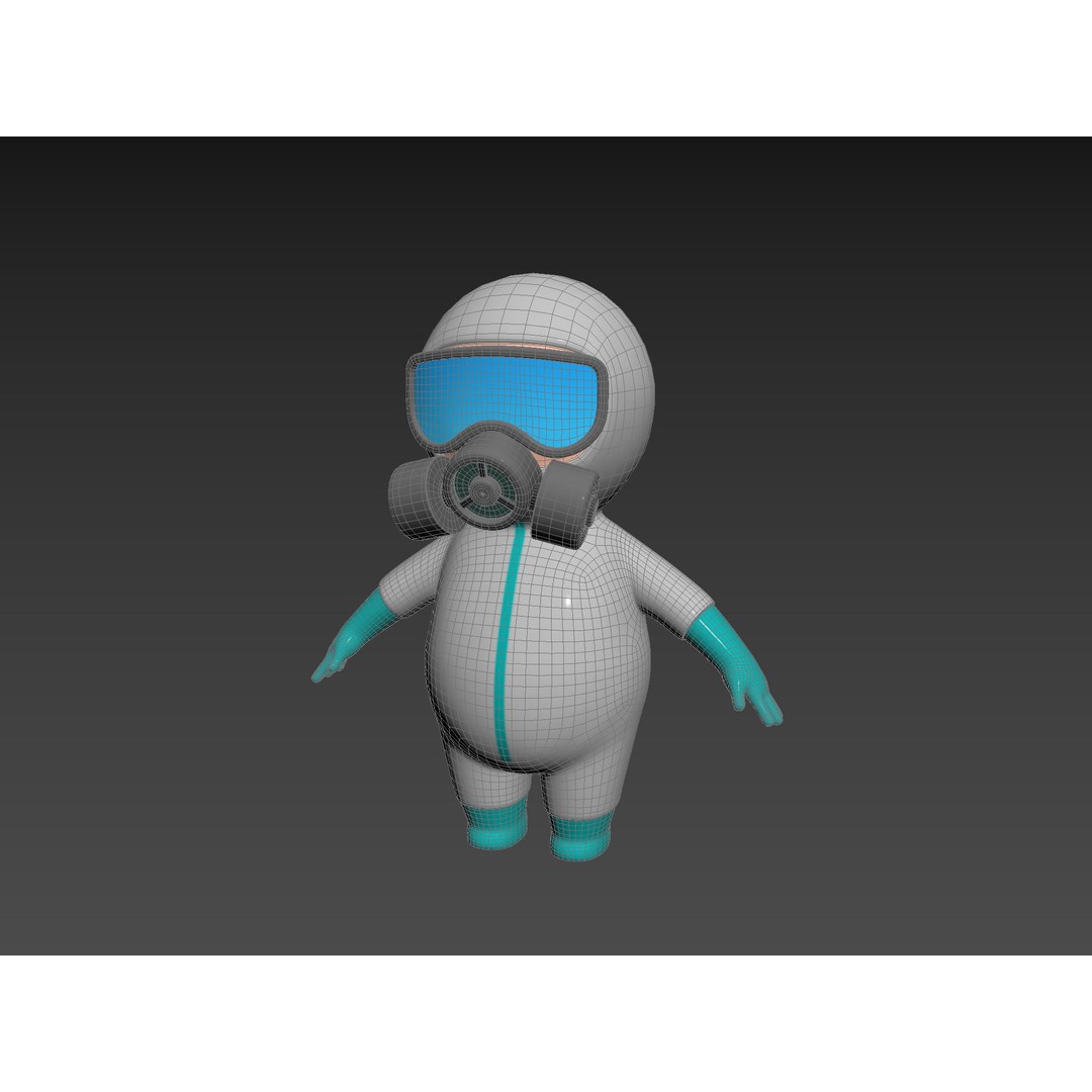 Hazmat Character 3D Model – Cartoon Style Game Asset, FBX, OBJ - View 14