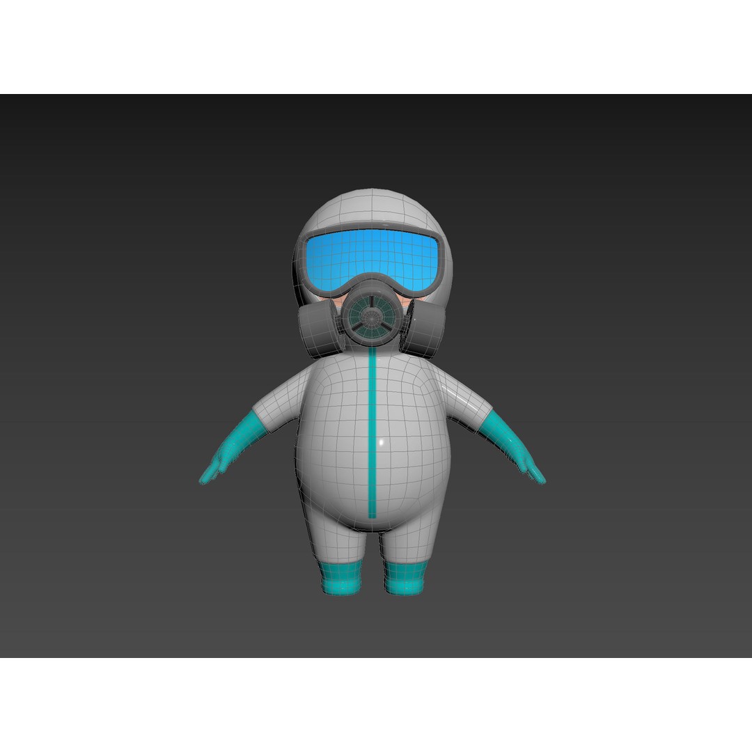 Hazmat Character 3D Model – Cartoon Style Game Asset, FBX, OBJ - View 15