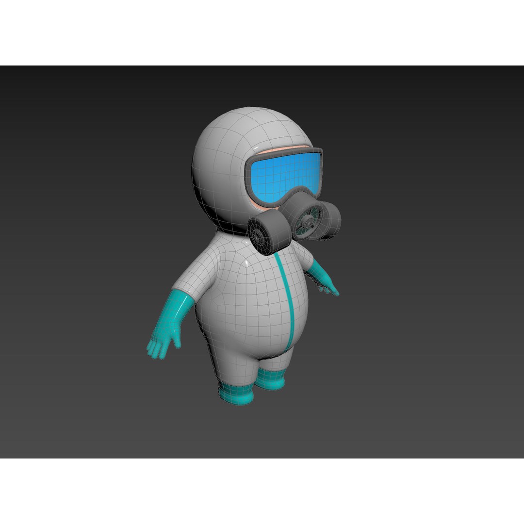 Hazmat Character 3D Model – Cartoon Style Game Asset, FBX, OBJ - View 16