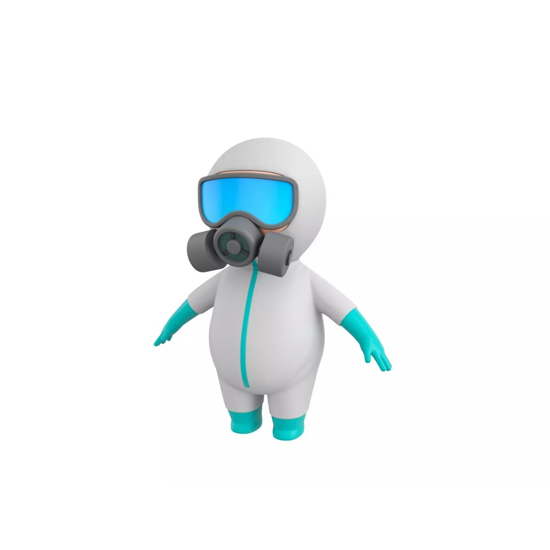 Hazmat Character 3D Model – Cartoon Style Game Asset, FBX, OBJ - View 2