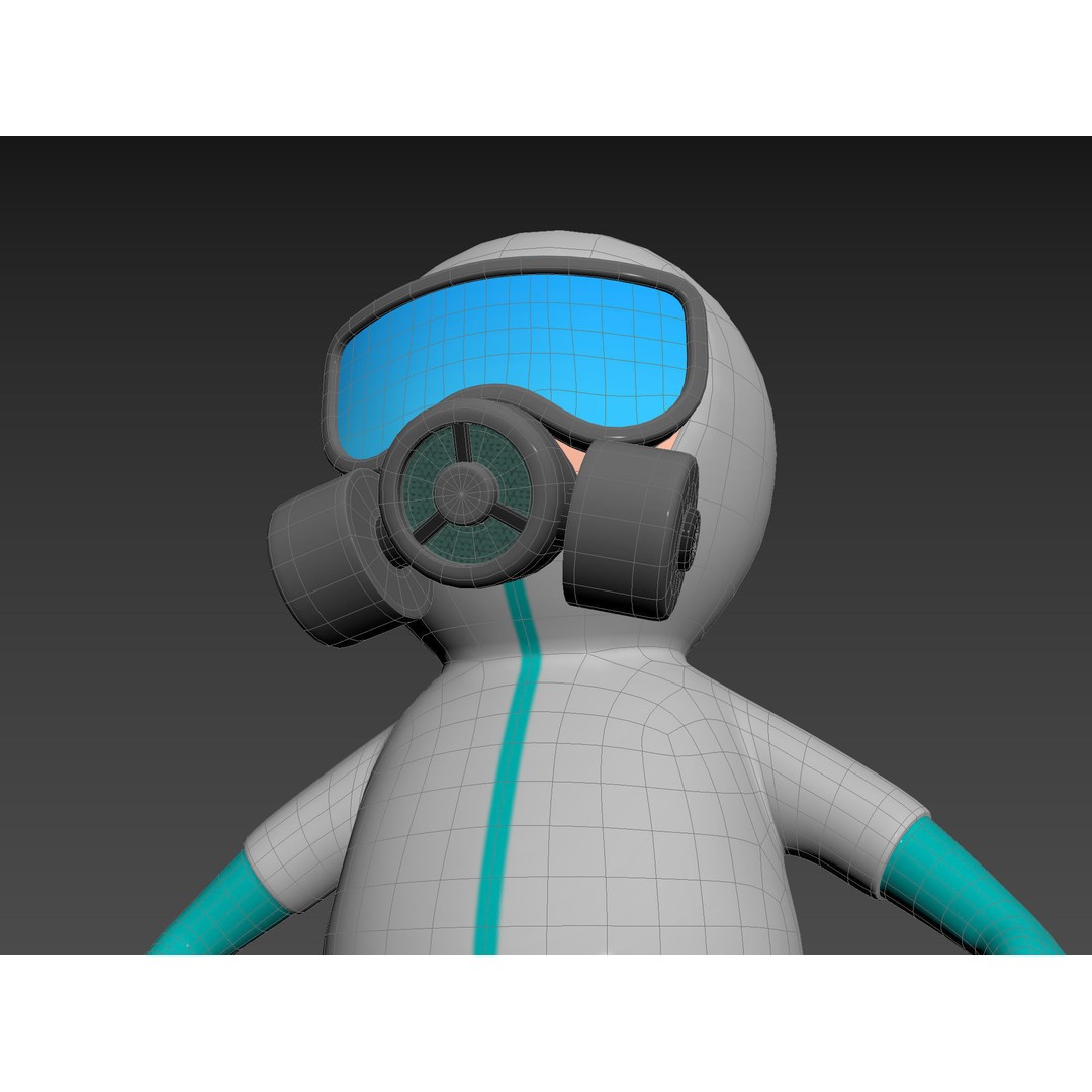 Hazmat Character 3D Model – Cartoon Style Game Asset, FBX, OBJ - View 22