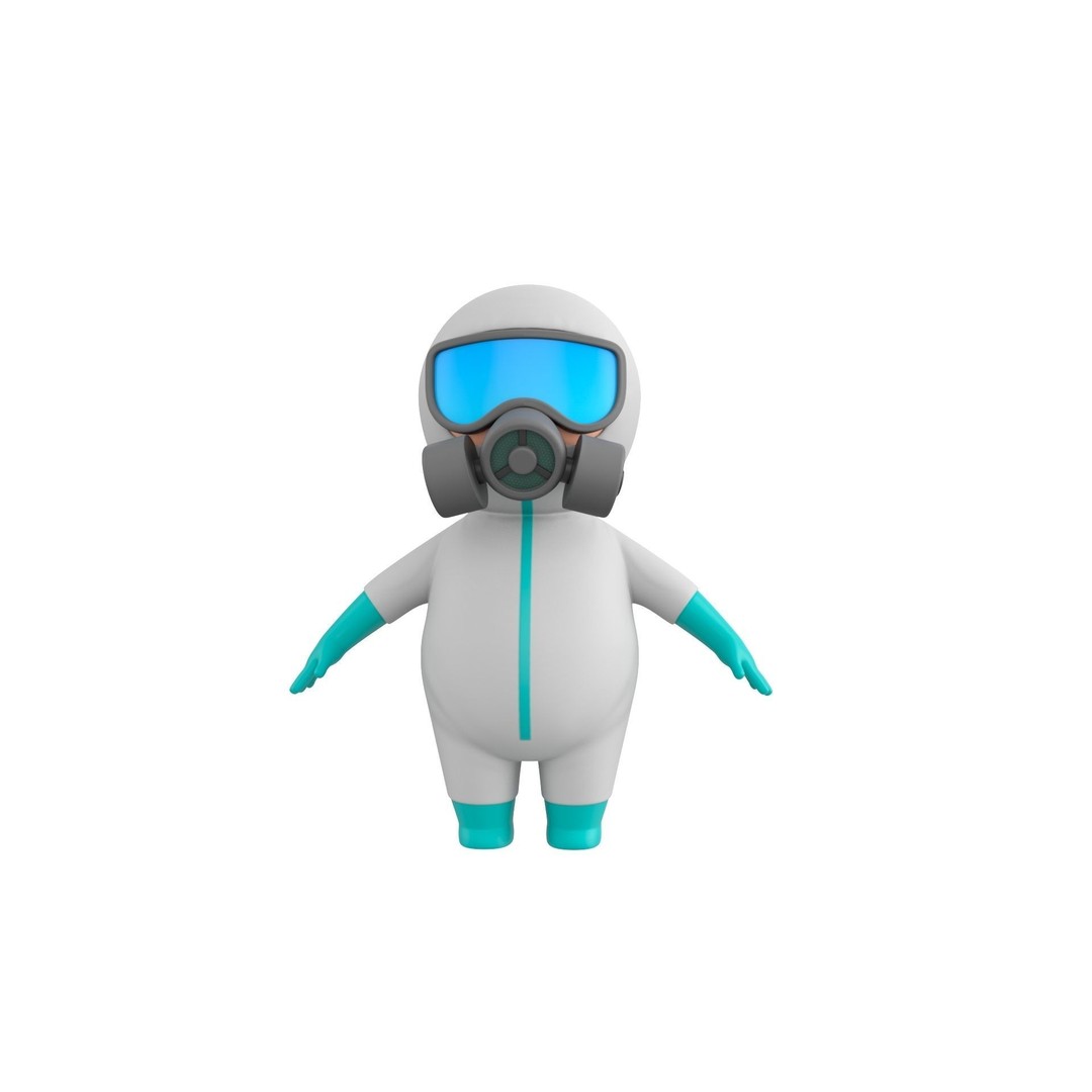 Hazmat Character 3D Model – Cartoon Style Game Asset, FBX, OBJ - View 3