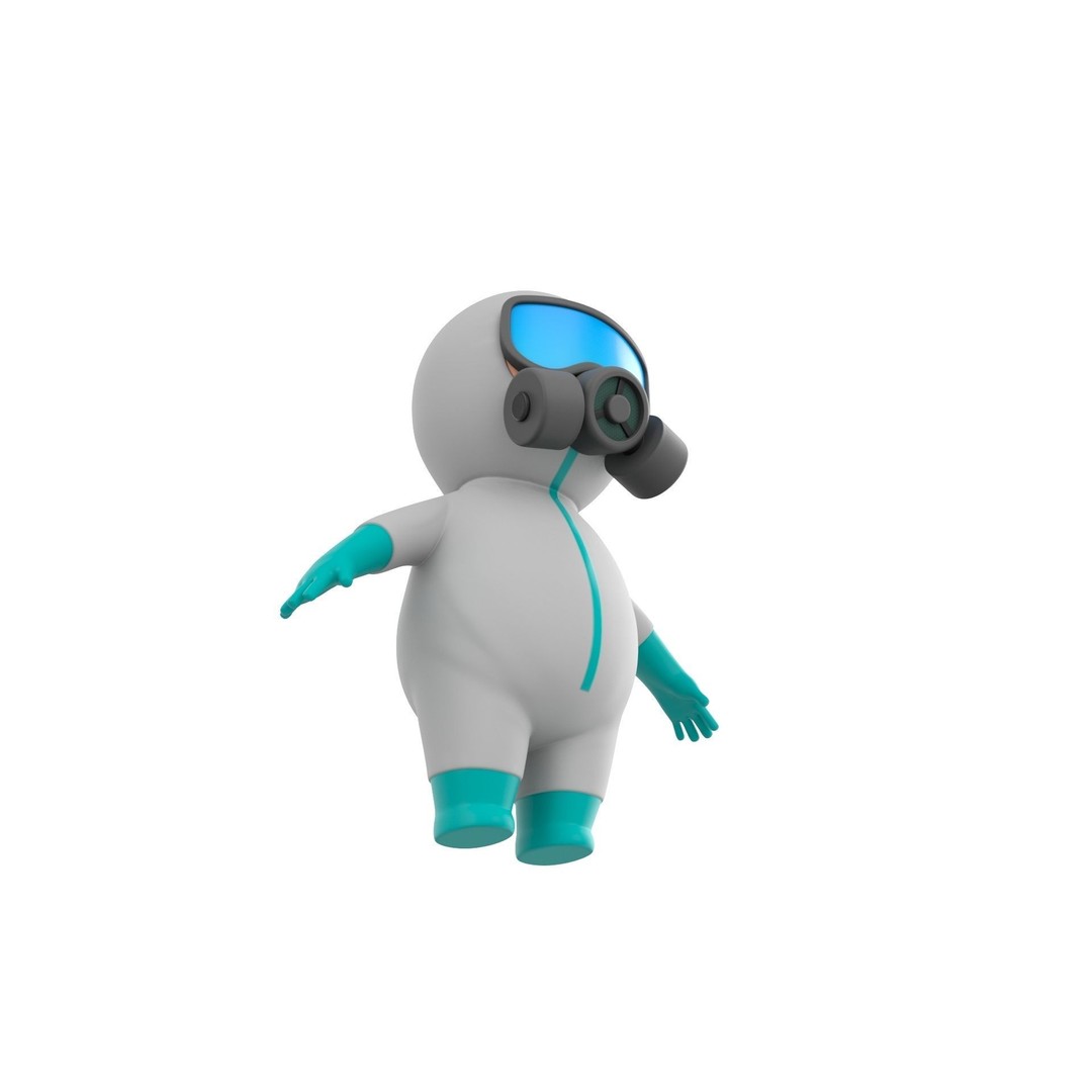 Hazmat Character 3D Model – Cartoon Style Game Asset, FBX, OBJ - View 4
