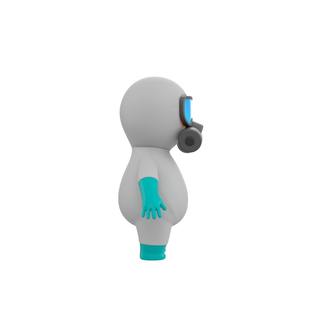 Hazmat Character 3D Model – Cartoon Style Game Asset, FBX, OBJ - View 5