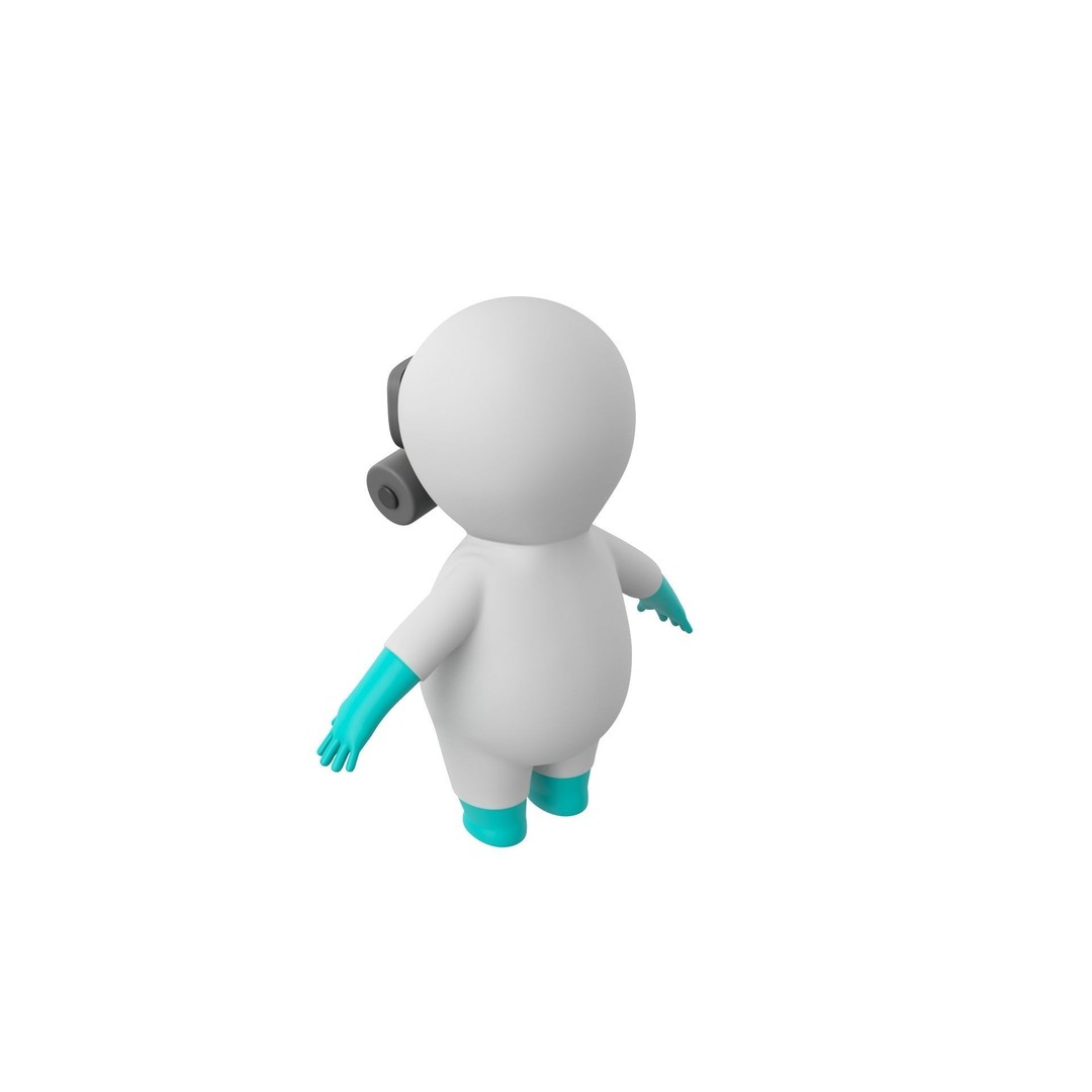 Hazmat Character 3D Model – Cartoon Style Game Asset, FBX, OBJ - View 8