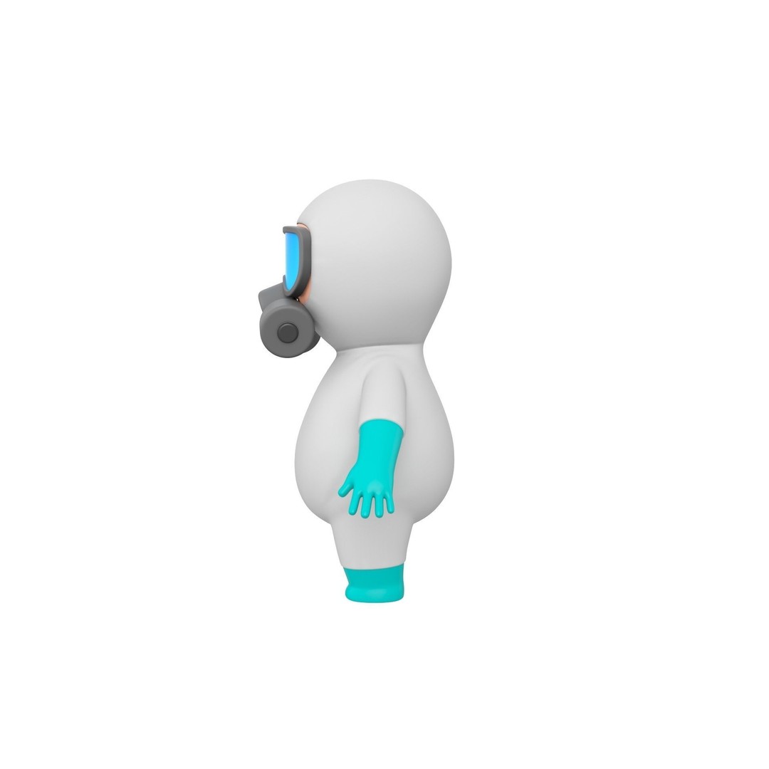 Hazmat Character 3D Model – Cartoon Style Game Asset, FBX, OBJ - View 9
