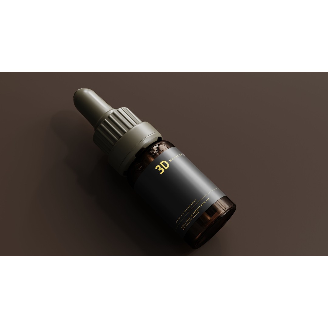 Amber Glass Dropper Bottle 3D Model – PBR Materials, FBX & OBJ Formats - View 6