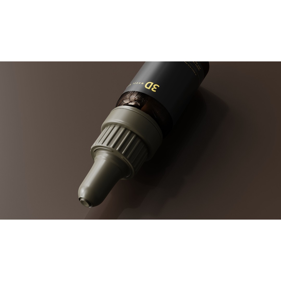 Amber Glass Dropper Bottle 3D Model – PBR Materials, FBX & OBJ Formats - View 8