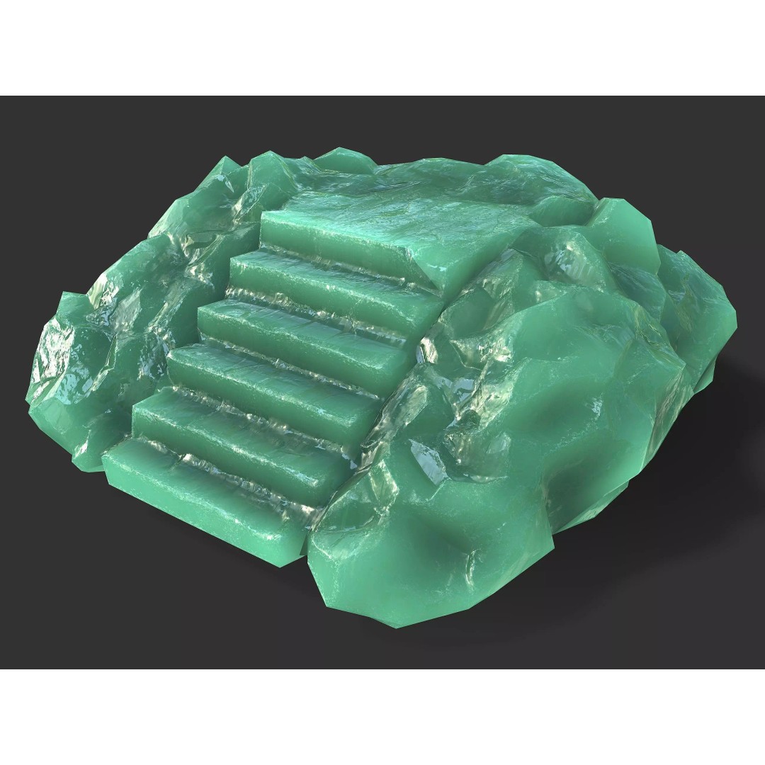 Stone Stairs 3D Model – Low Poly PBR Game Asset, FBX, OBJ - View 2