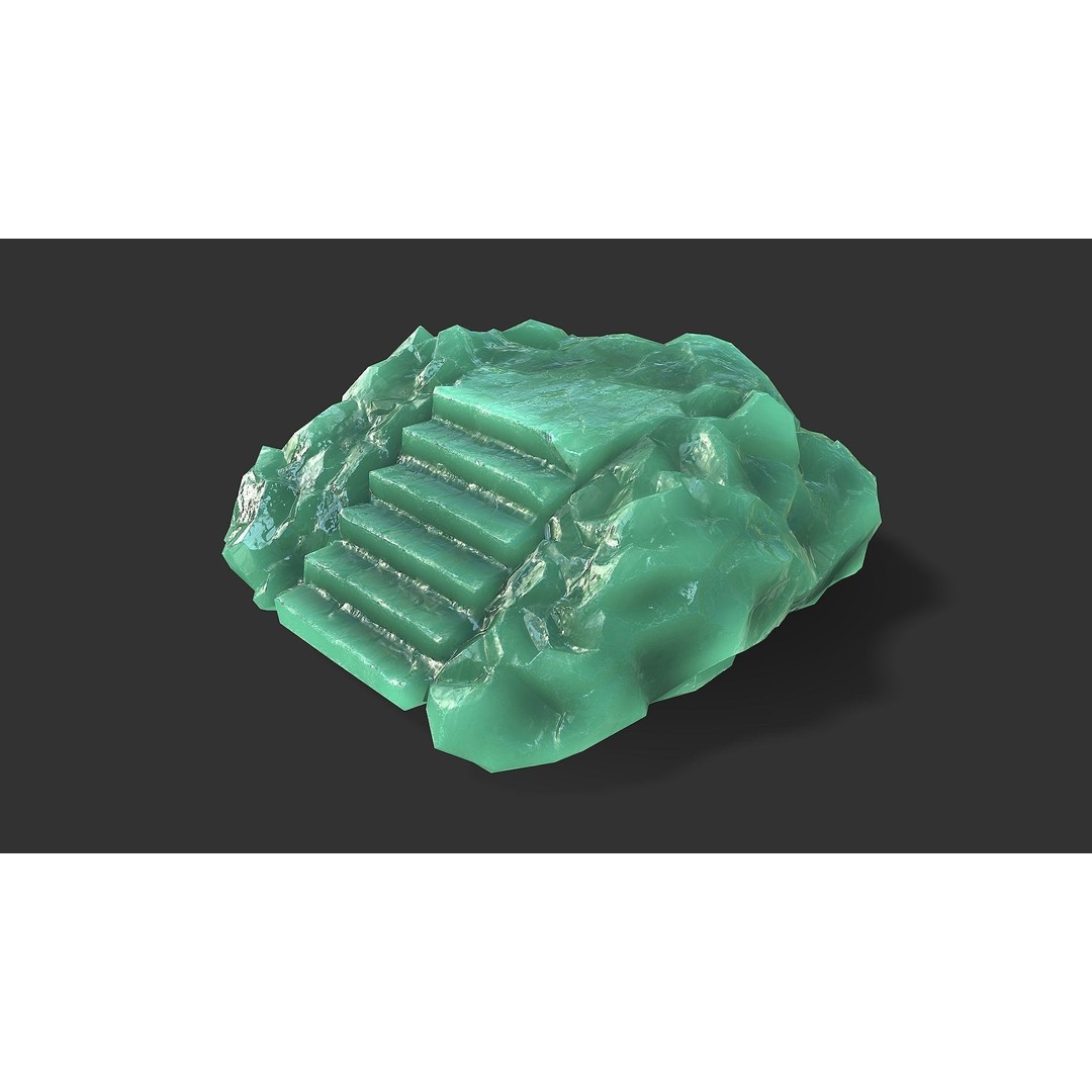 Stone Stairs 3D Model – Low Poly PBR Game Asset, FBX, OBJ - View 4
