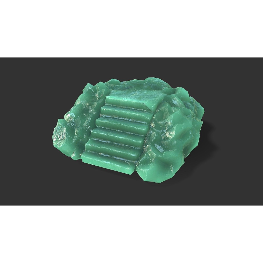 Stone Stairs 3D Model – Low Poly PBR Game Asset, FBX, OBJ - View 5