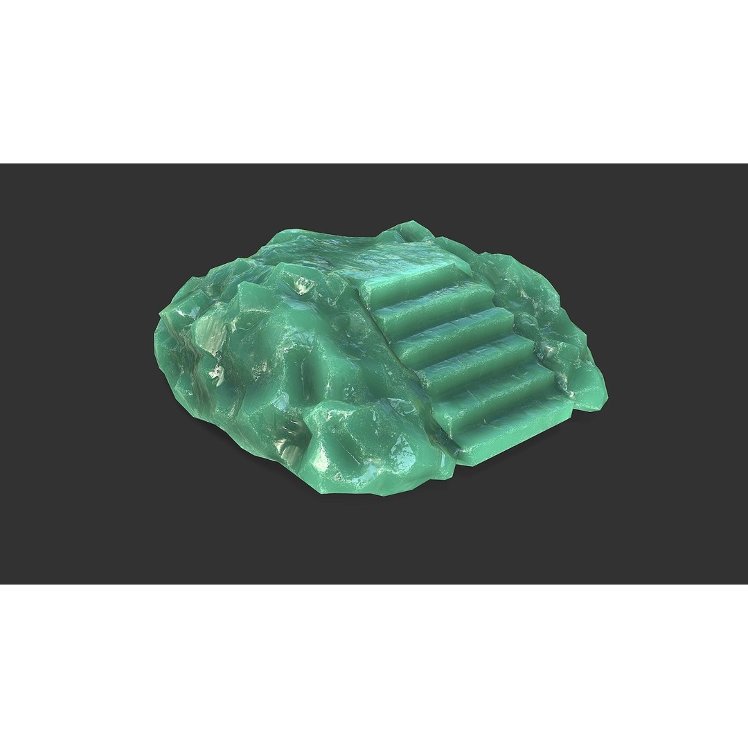 Stone Stairs 3D Model – Low Poly PBR Game Asset, FBX, OBJ - View 8