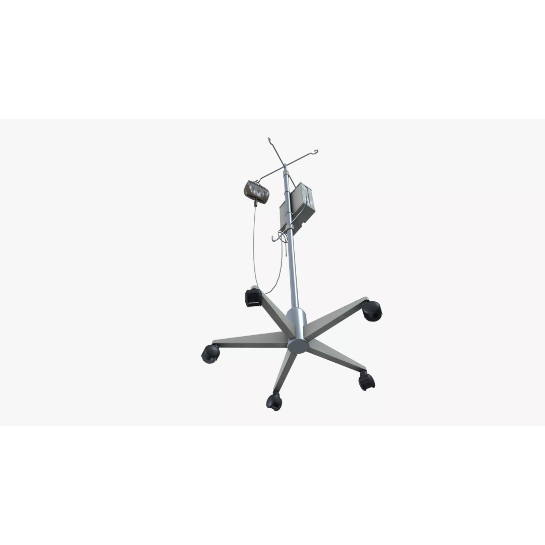 Saline Infusion Stand 3D Model – Mid Poly Medical Equipment, FBX