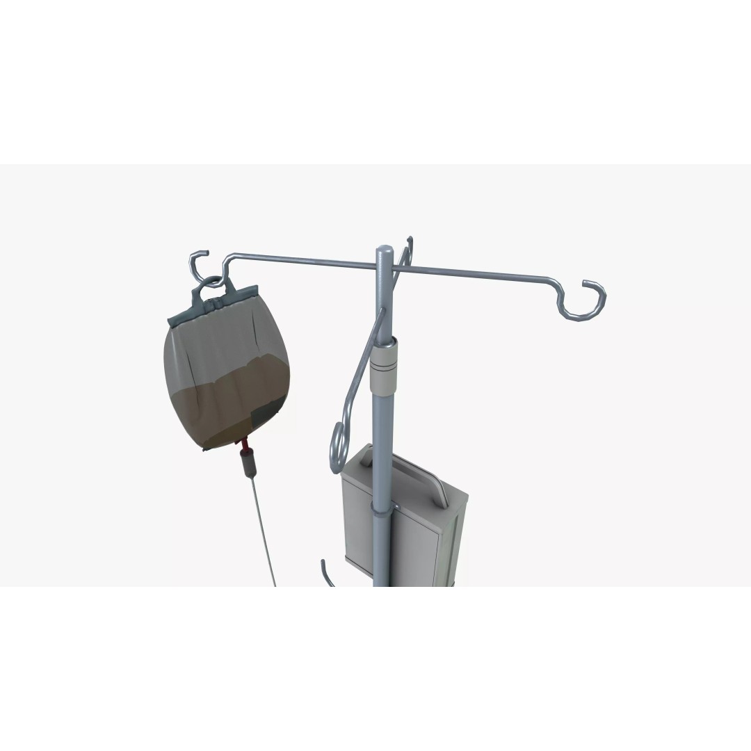 Saline Infusion Stand 3D Model – Mid Poly Medical Equipment, FBX - View 10
