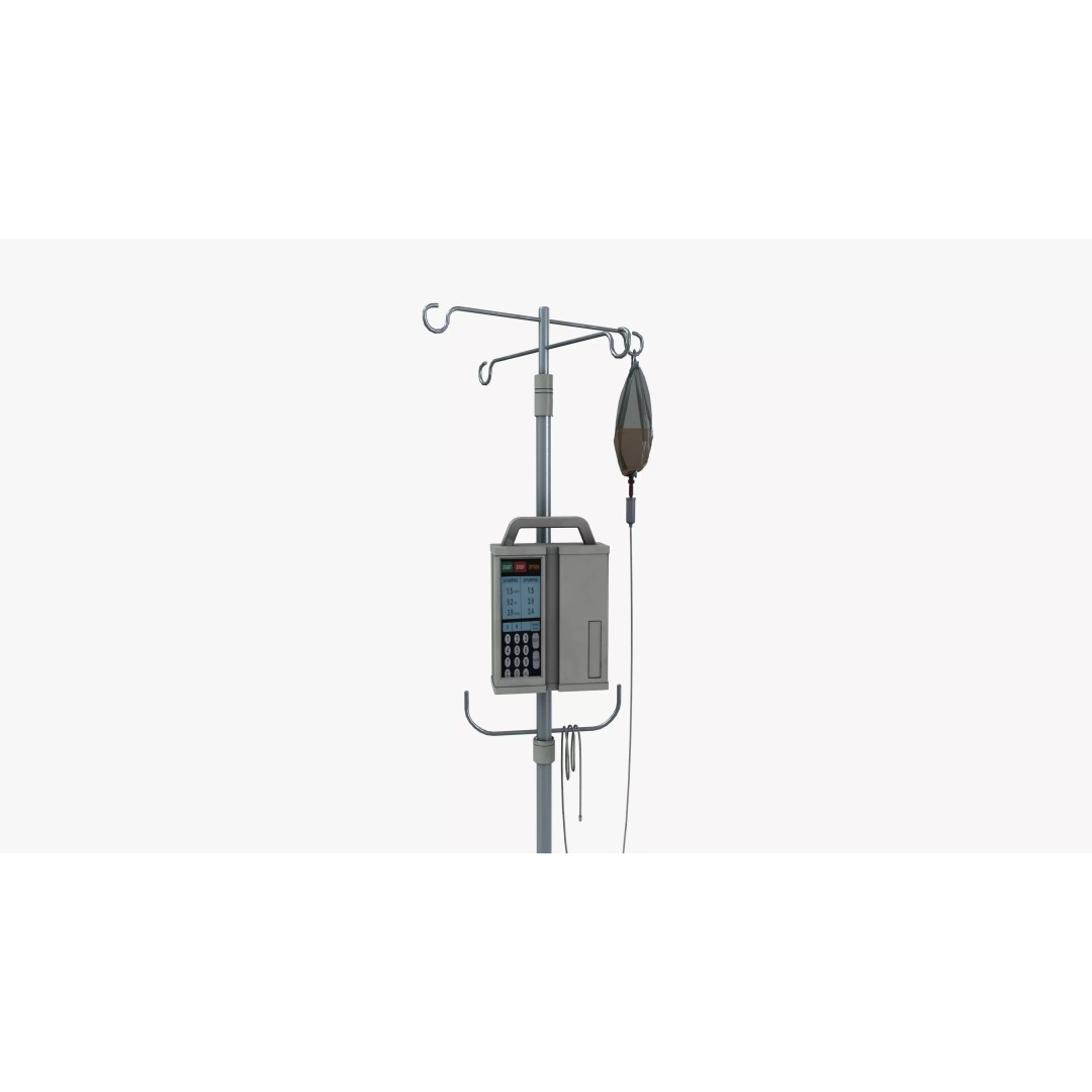 Saline Infusion Stand 3D Model – Mid Poly Medical Equipment, FBX - View 5