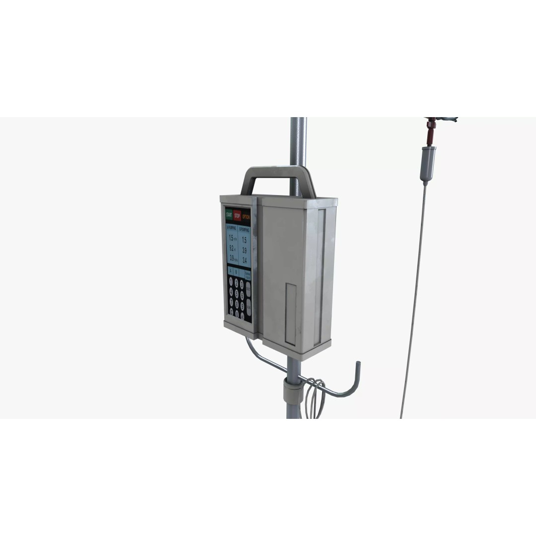 Saline Infusion Stand 3D Model – Mid Poly Medical Equipment, FBX - View 7