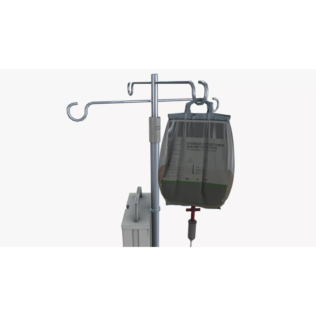 Saline Infusion Stand 3D Model – Mid Poly Medical Equipment, FBX - View 9