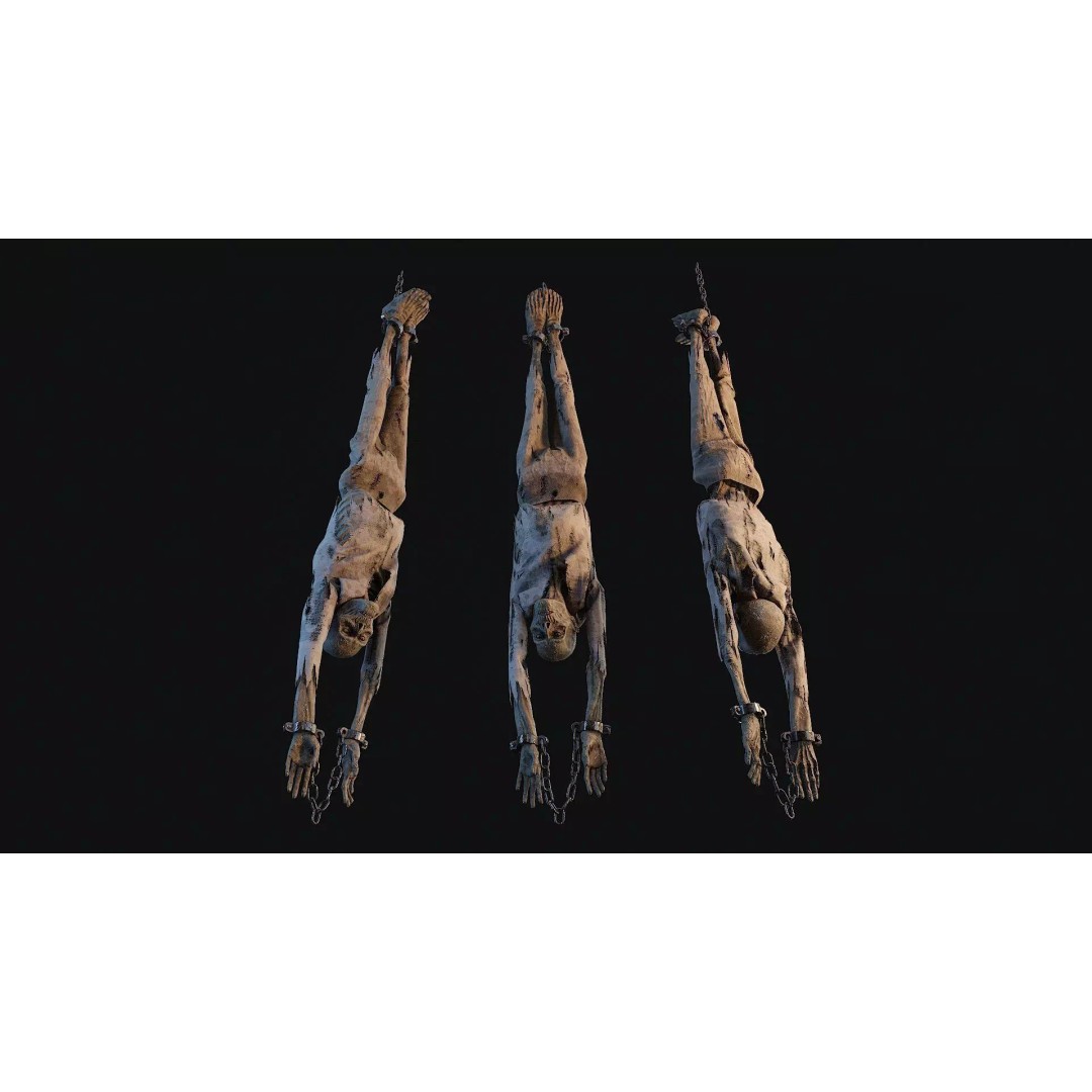 Prisoner Corpse 3D Model – Low Poly Skeletal Figure, FBX, OBJ - View 2