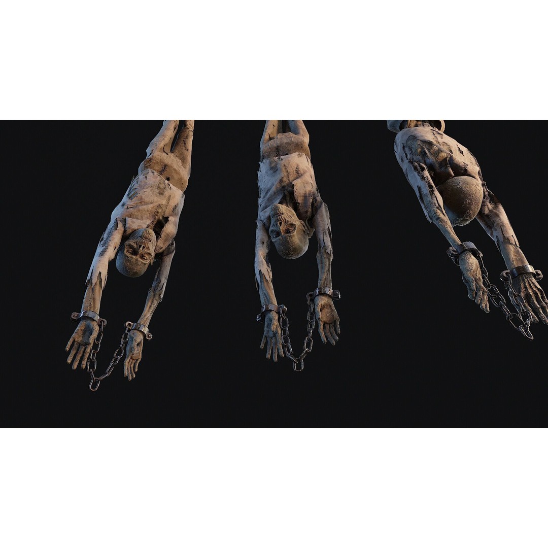 Prisoner Corpse 3D Model – Low Poly Skeletal Figure, FBX, OBJ - View 3