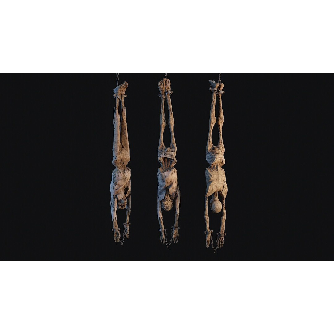 Prisoner Corpse 3D Model – Low Poly Skeletal Figure, FBX, OBJ - View 4