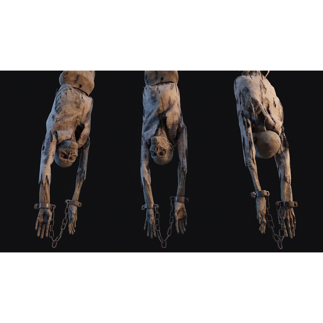 Prisoner Corpse 3D Model – Low Poly Skeletal Figure, FBX, OBJ - View 6