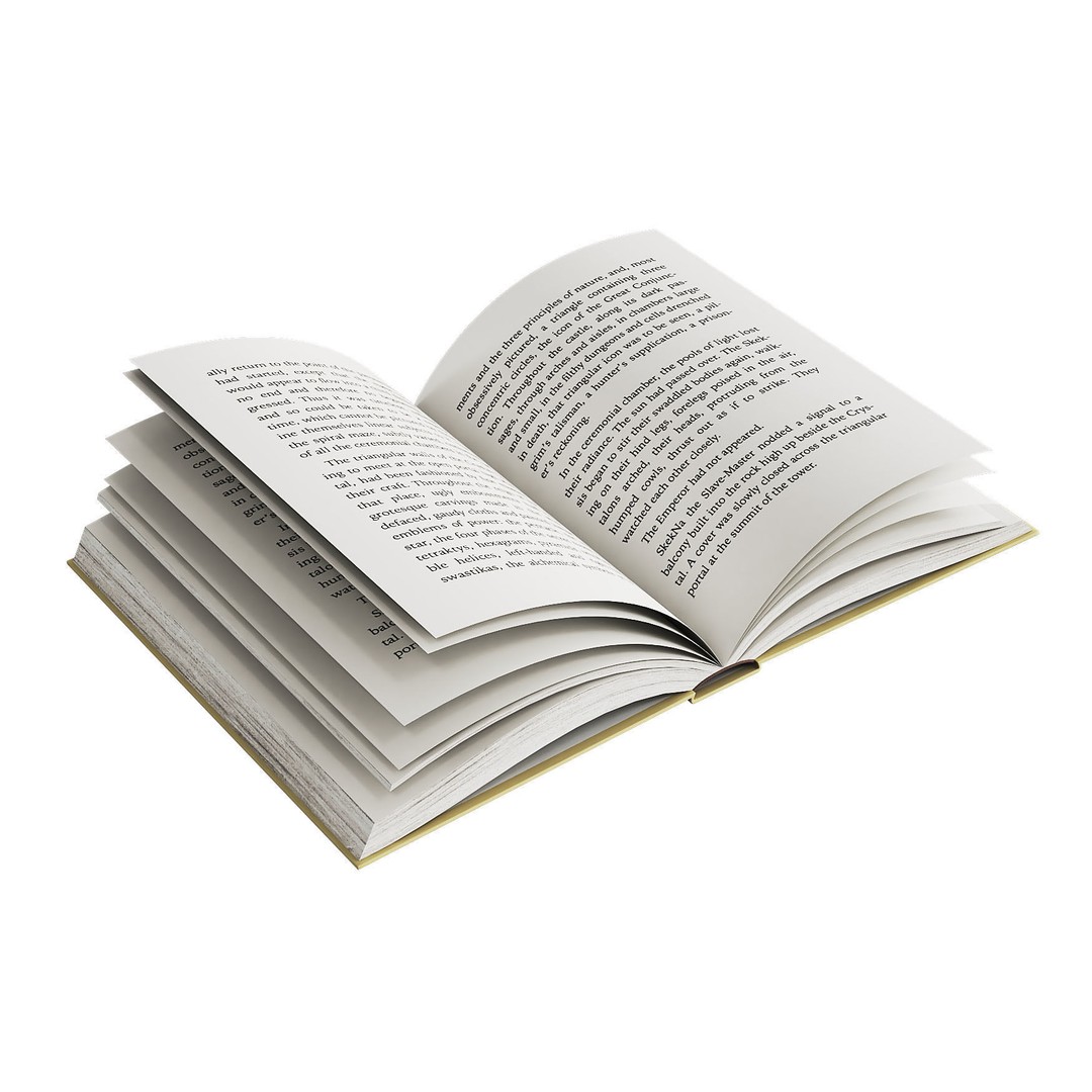 Open Books Set 3D Model – Detailed Library Decor, PBR Textures - View 6