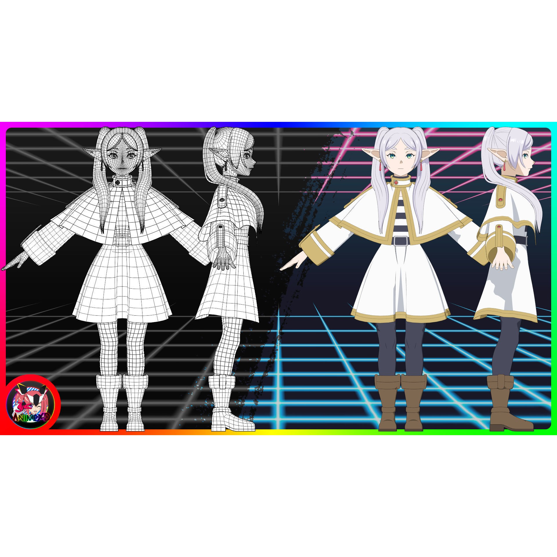 Frieren - Rigged Anime Character 3D Model - View 10